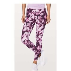 Lululemon Wunder Under High Rise Floral Print Leggings Purple‎ White Size 6